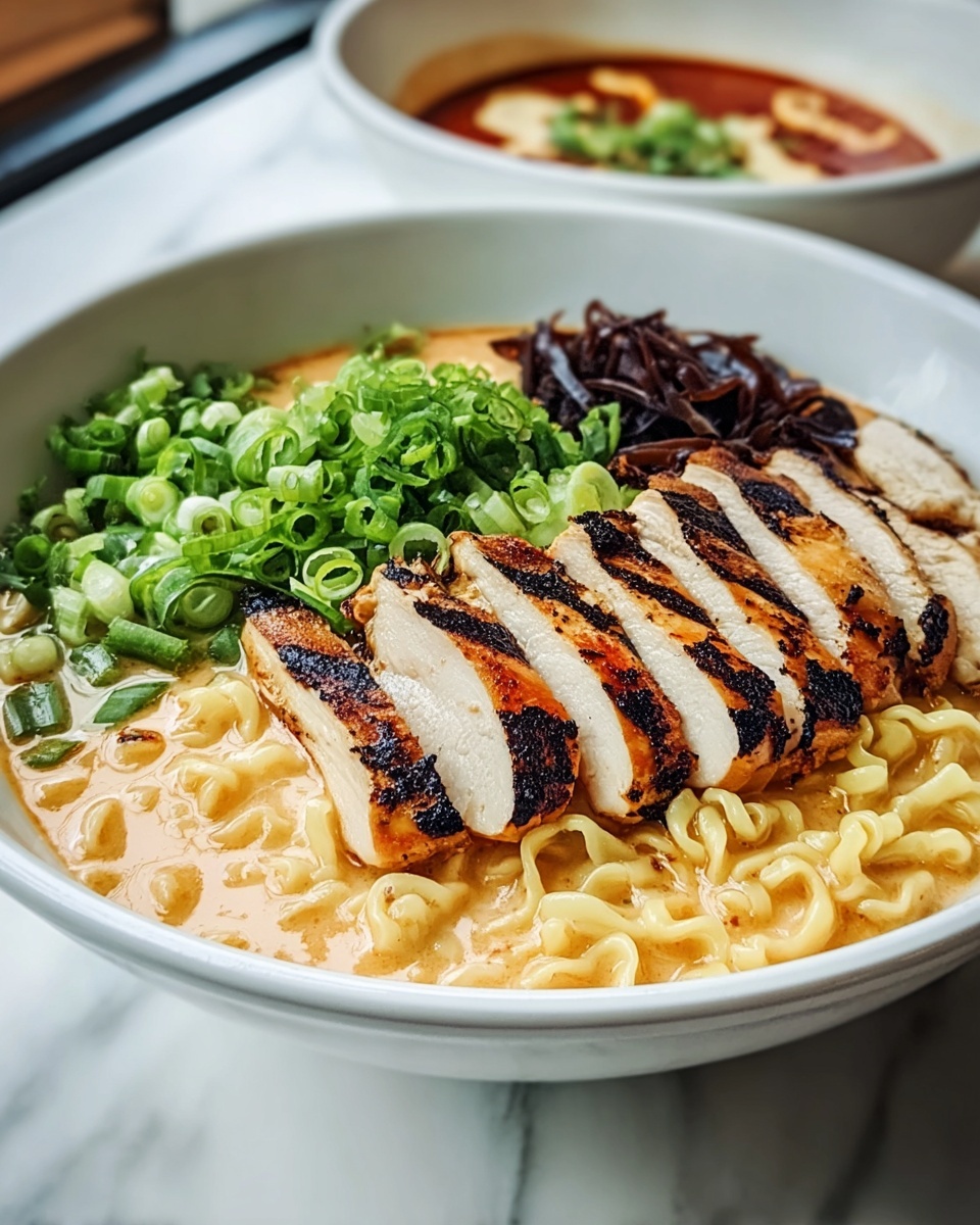 Fiery Chicken Ramen with Creamy Garlic Sauce Recipe - Recipe Image