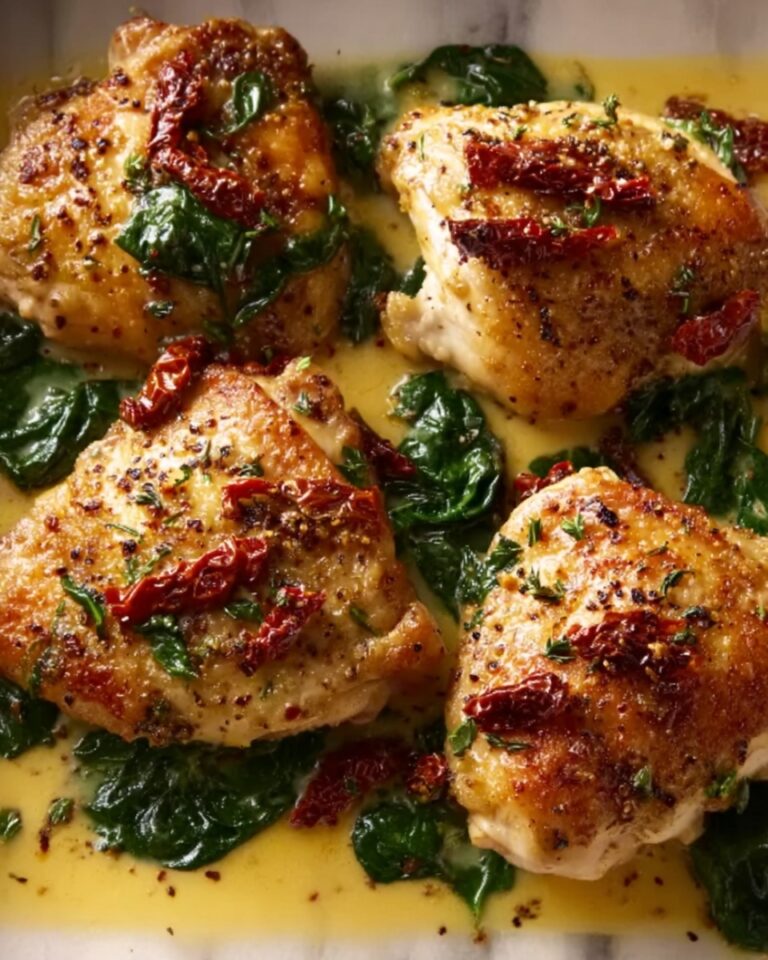 Smothered Baked Chicken with Creamed Spinach and Sun-Dried Tomatoes Recipe