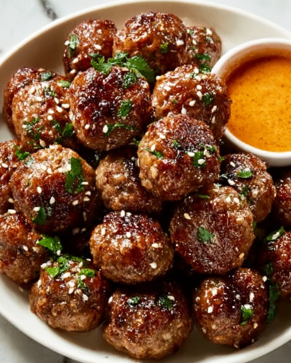 Korean BBQ Meatballs with Spicy Mayo Dip Recipe - Recipe Image