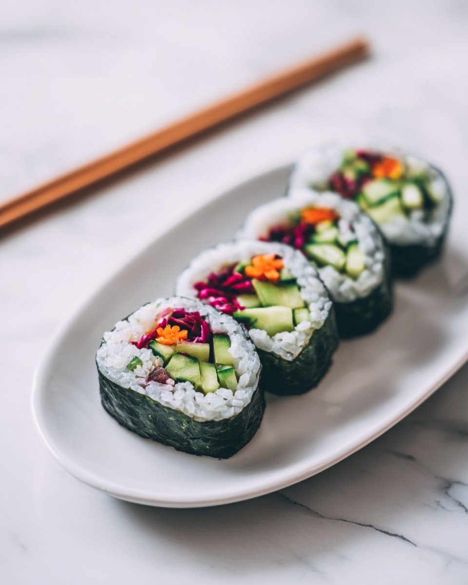 Stuffed Cucumber Veggie Sushi Recipe - Recipe Image