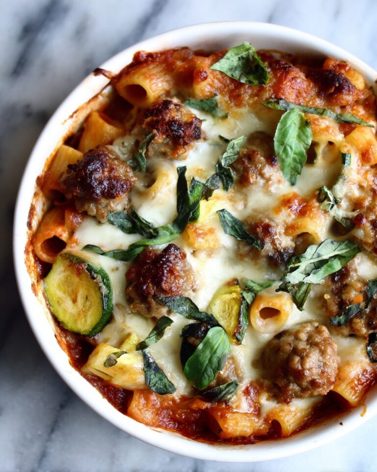 Baked Rigatoni Fra Diavolo with Sausage and Zucchini Recipe