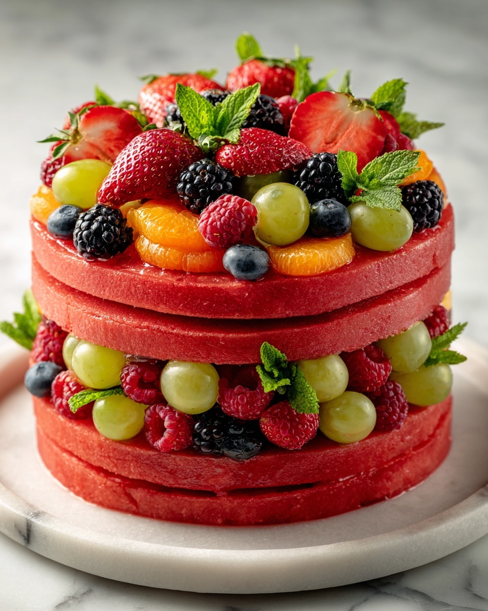 Fresh Fruit Watermelon Cake Recipe - Recipe Image