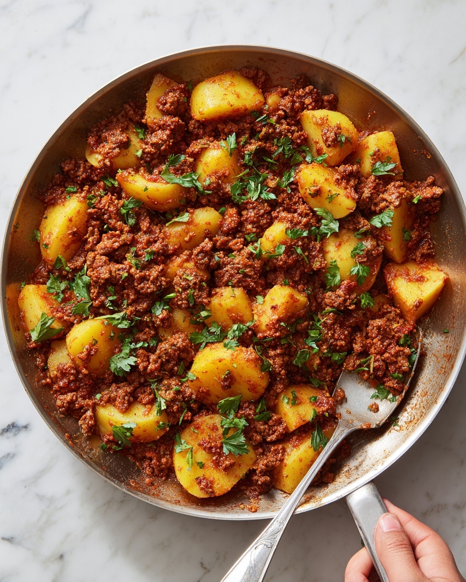 Ground Beef with Potatoes in Spicy Tomato Sauce Recipe - Recipe Image