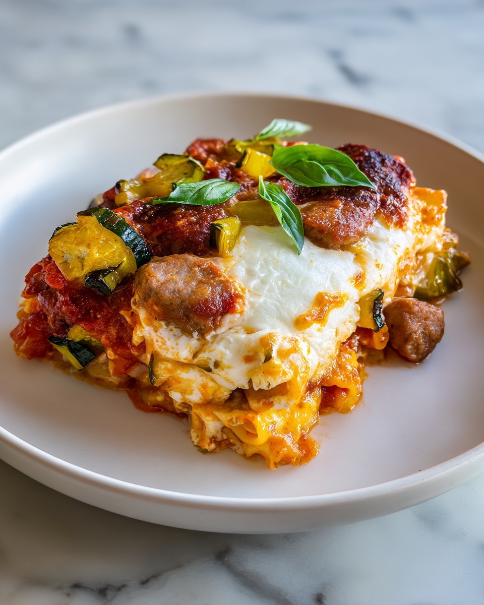 Baked Rigatoni Fra Diavolo with Sausage and Zucchini Recipe - Recipe Image