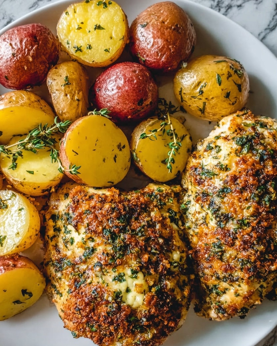 Garlic Parmesan Chicken and Potatoes Recipe - Recipe Image