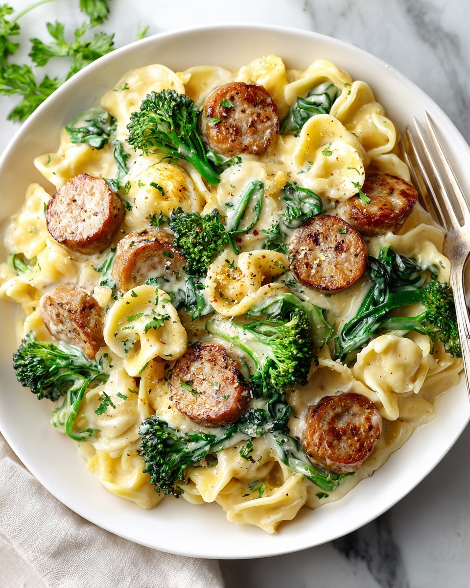 One-Pot Cheesy Smoked Sausage and Broccoli Pasta Recipe - Recipe Image