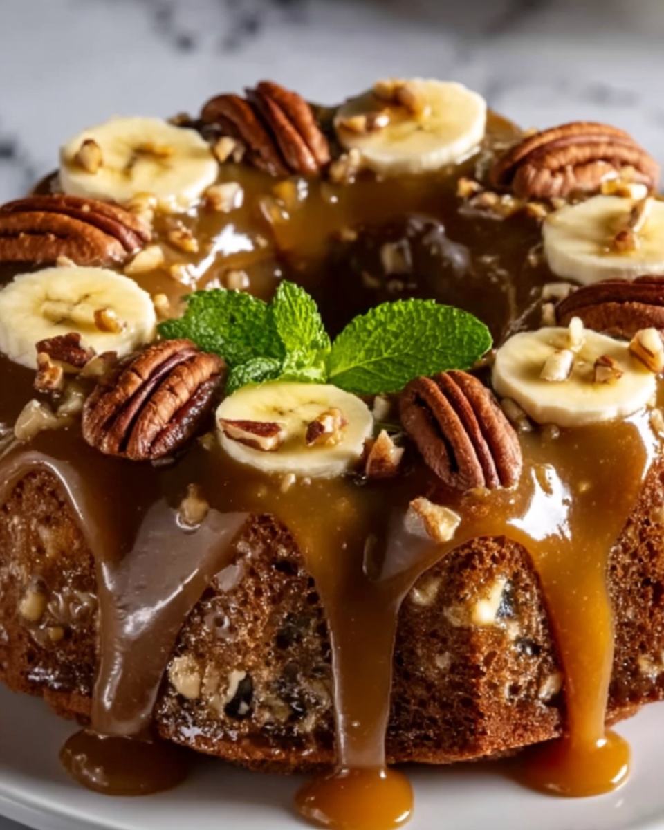 Banana Pecan Caramel Cake Recipe - Recipe Image