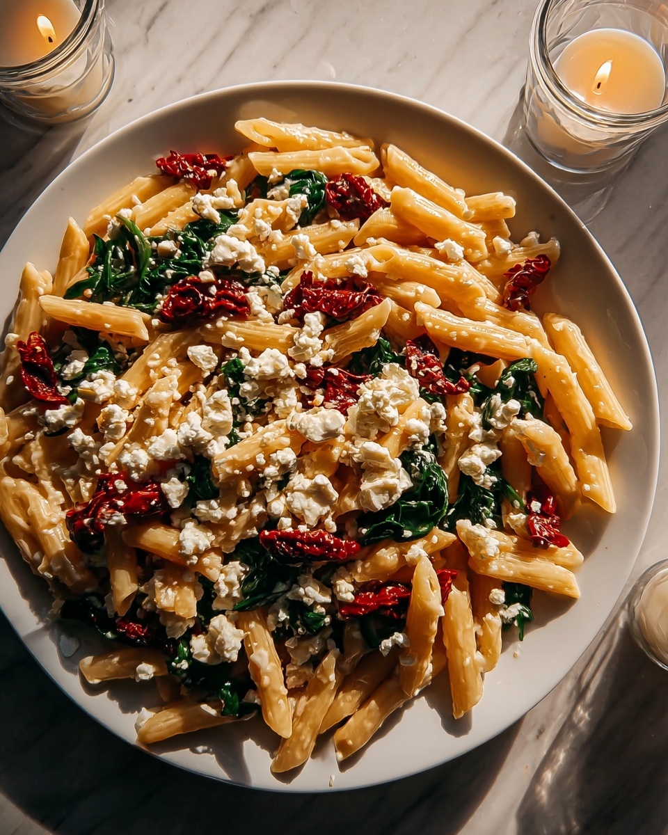 Pasta with Spinach and Feta Cheese Recipe - Recipe Image