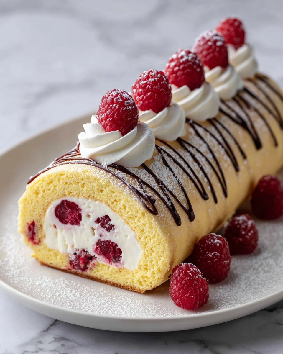 Raspberry White Chocolate Cake Roll Recipe - Recipe Image
